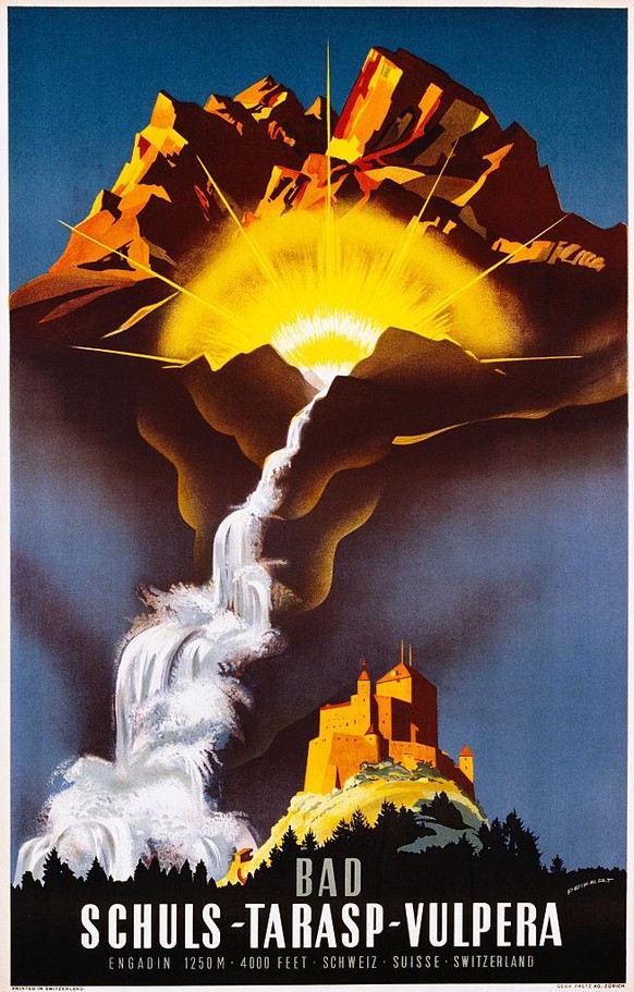 Bad Schuls-Tarasp-Vulpera Poster by Martin Peikert, 1943 (Photo by �� Swim Ink 2, LLC/CORBIS/Corbis via Getty Images)
