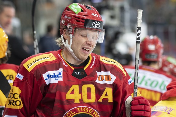 Tigers Flavio Schmutz, waehrend dem Qualifikations-Spiel der National League, zwischen den SCL Tigers und den SC Rapperswil-Jona Lakers, am Dienstag 23. November 2021, im Ilfisstadion in Langnau. (KEY ...
