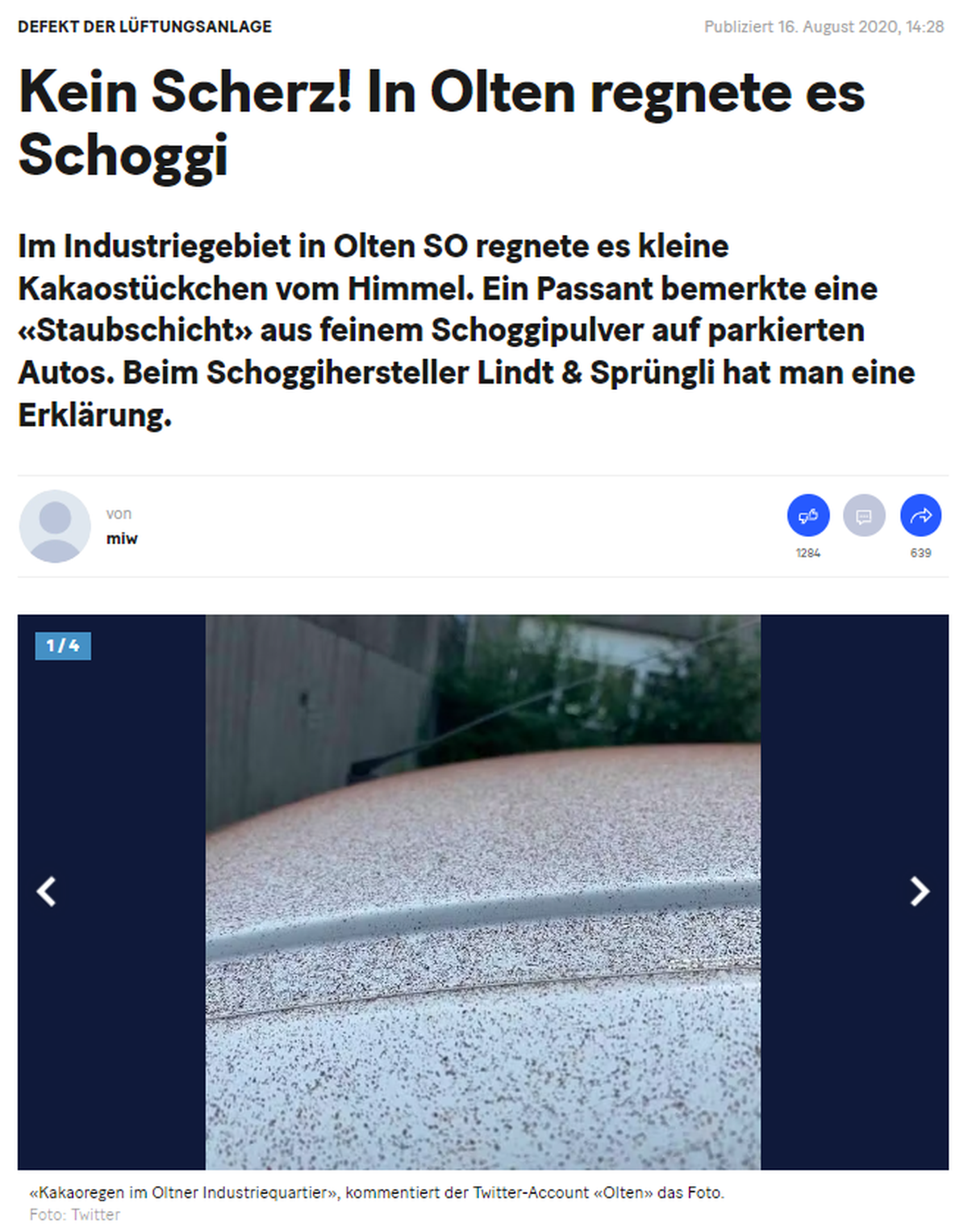 Only in Switzerland: Schoggi-Regen in Olten