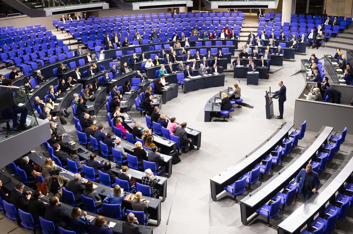 German opposition leader and Christian Union parties floor leader Friedrich Merz speaks after the debate and a voting about migration at the German parliament Bundestag in Berlin, Germany, Wednesday,  ...
