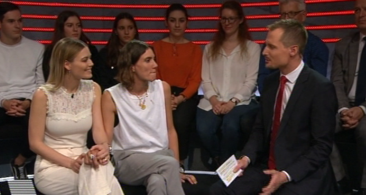 Dominique Rinderknecht und Tamy Glauser im Gespräch mit «Arena»-Moderator Jonas Projer.