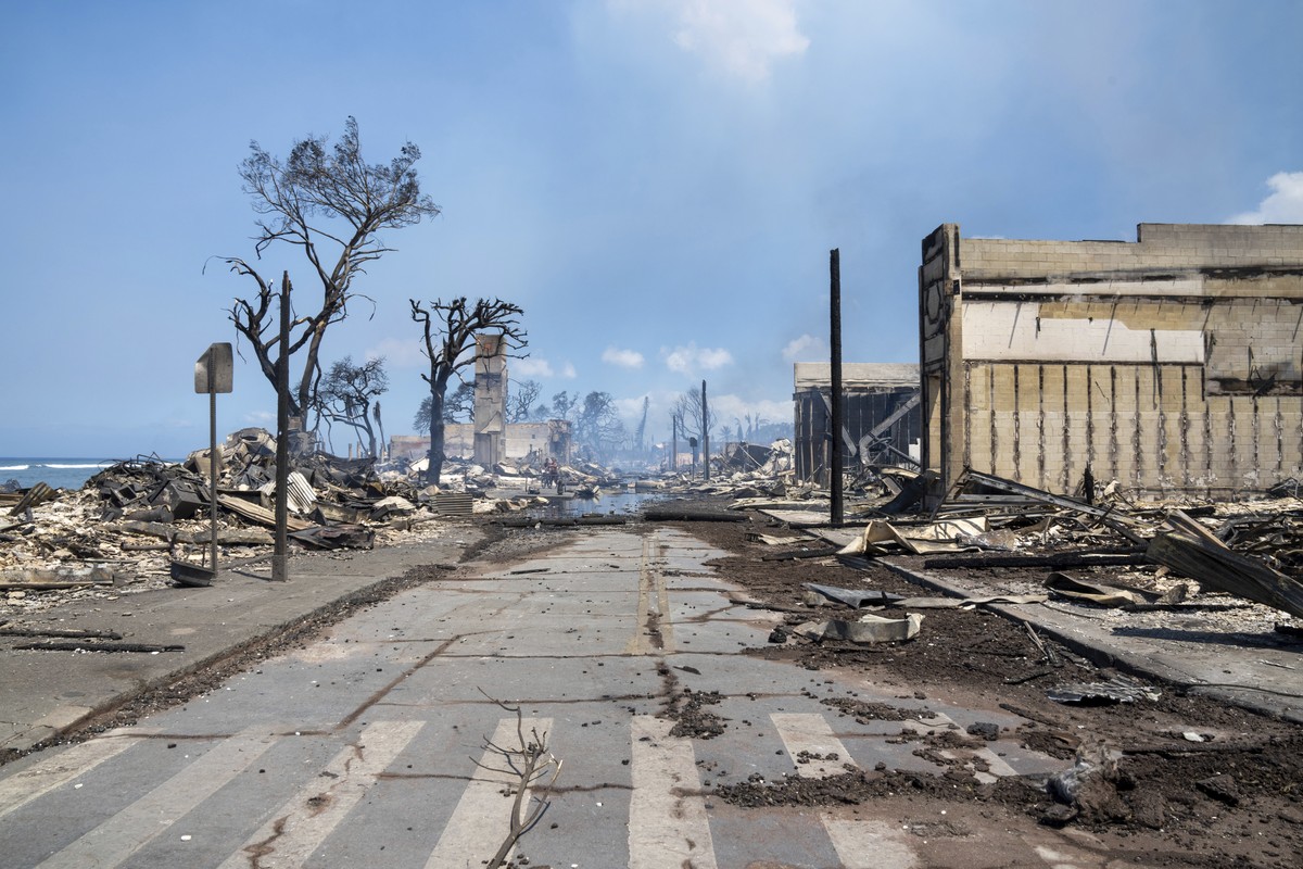 Wildfire wreckage is seen Wednesday, Aug. 9, 2023, in Lahaina, Hawaii. The scene at one of Maui's tourist hubs on Thursday looked like a wasteland, with homes and entire blocks reduced to ashes a ...