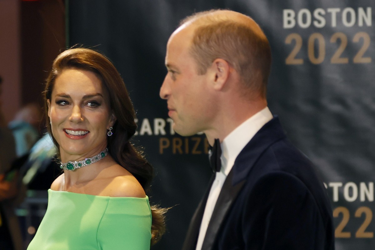 Britain's Prince William and Kate, Princess of Wales arrive for the the second annual Earthshot Prize Awards Ceremony at the MGM Music Hall, Friday, Dec. 2, 2022, in Boston. (AP Photo/Mary Schwal ...