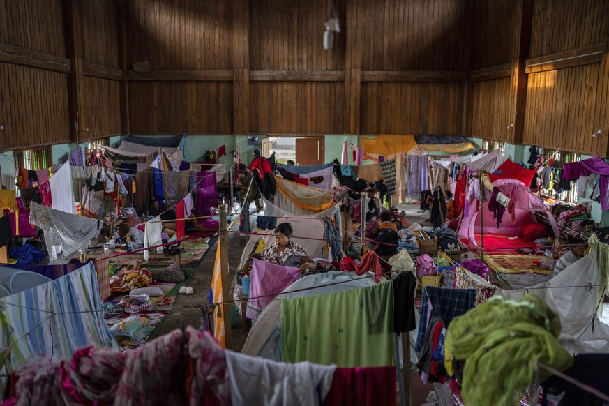 A woman is seen in a cramped relief center for displaced Meitei community in Moirang, near Imphal, capital of the northeastern Indian state of Manipur, Wednesday, June 21, 2023. Manipur state is caugh ...