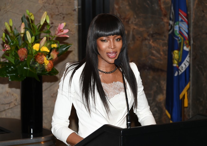 Model Naomi Campbell participates in the lighting the Empire State Building in honor of Red Nose Day on Tuesday, May 24, 2016, in New York. Red Nose Day is a national event to raise money and awarenes ...