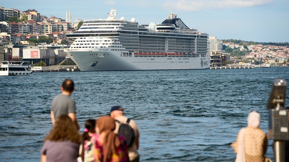 Istanbul, Turkey - 2 September 2024: The MSC Splendida in the port of Istanbul. An impressive cruise ship on its journey through the Bosphorus *** Die MSC Splendida im Hafen von Istanbul. Ein beeindru ...