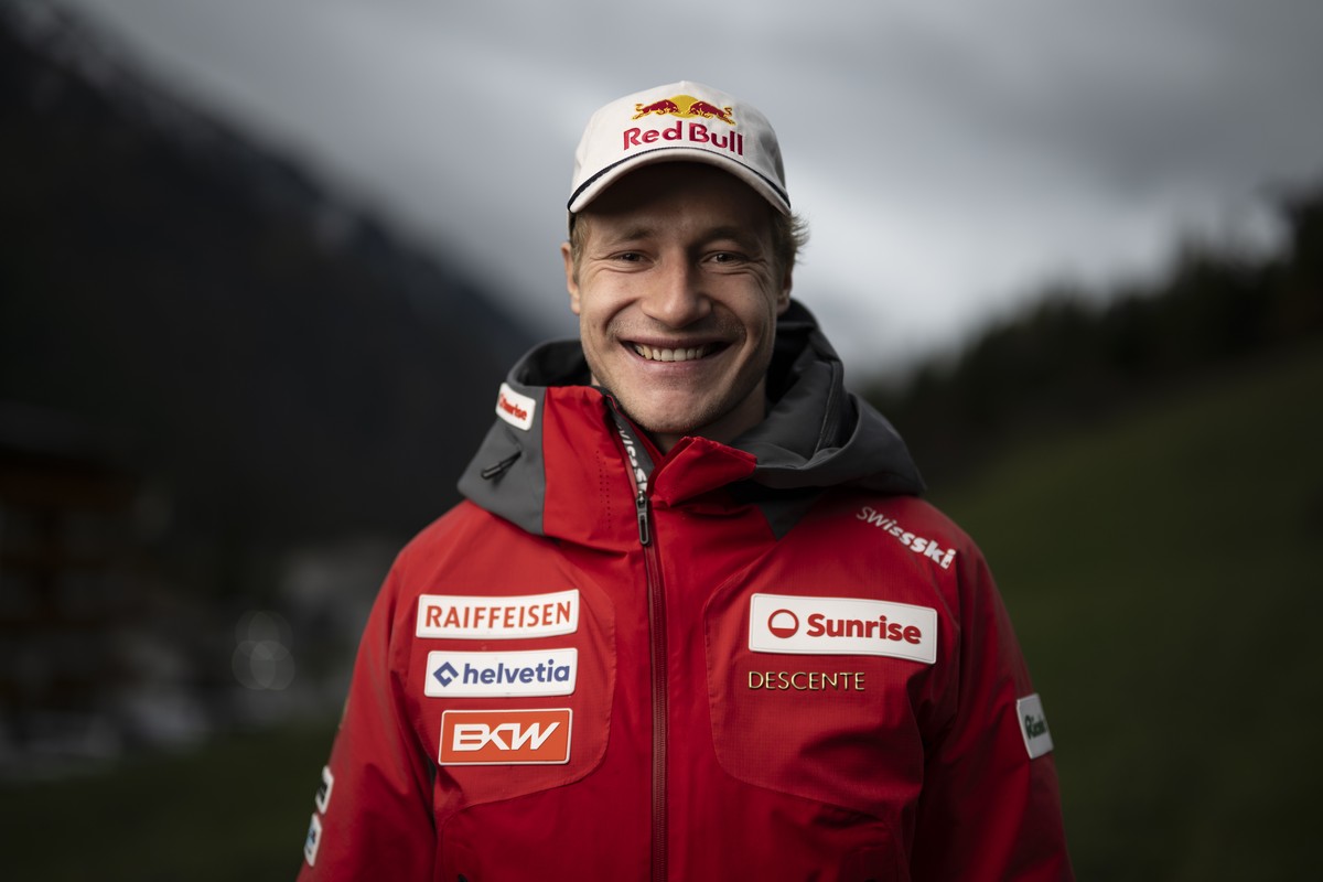 Marco Odermatt of the Swiss Ski team poses during a press conference prior the FIS Alpine Ski World Cup season in Soelden, Austria, on Friday, October 23, 2026. The Alpine Skiing World Cup season 2026 ...