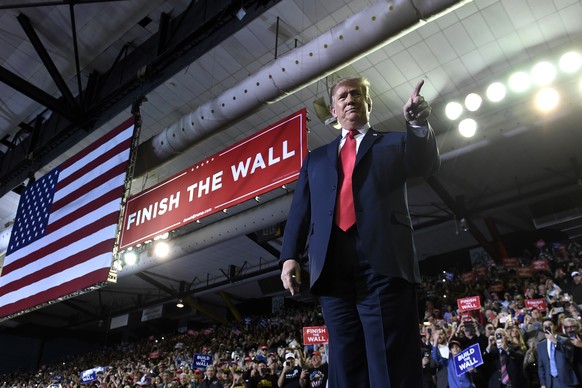 President Donald Trump arrives to speak at a rally in El Paso, Texas, Monday, Feb. 11, 2019. (AP Photo/Susan Walsh)