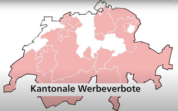 In den rot gekennzeichneten Kantonen gelten weitere Tabakwerbeverbote.