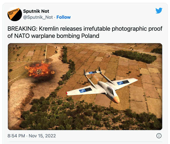 «BREAKING: Kreml veröffentlicht unwiderlegbaren fotografischen Beweis für NATO-Kampfflugzeug-Bombardierung Polens.»