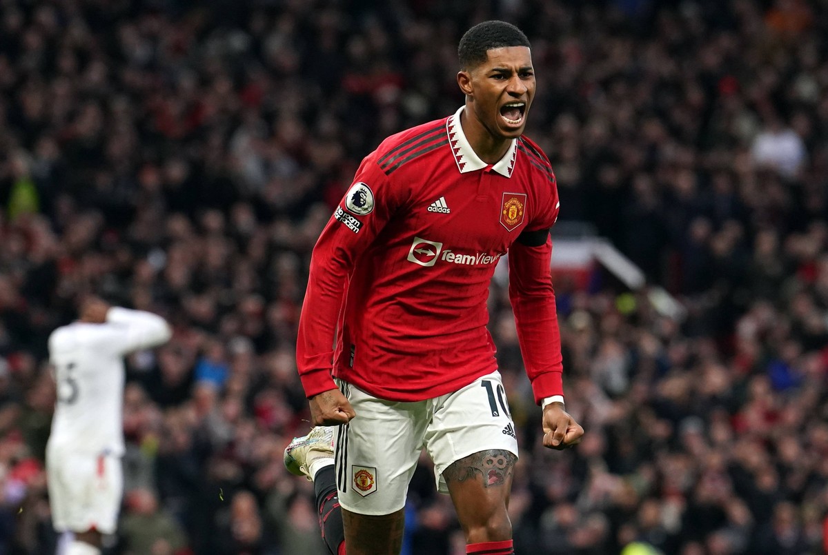 Marcus Rashford file photo File photo dated 04-02-2023 of Marcus Rashford. Erling Haaland, Marcus Rashford and Harry Kane all added to their impressive season s goal tallies this weekend. Issue date:  ...