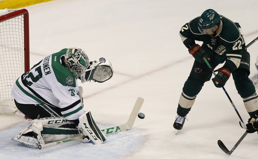 Niederreiter kommt hier nicht an Dallas-Keeper Lehtonen vorbei.