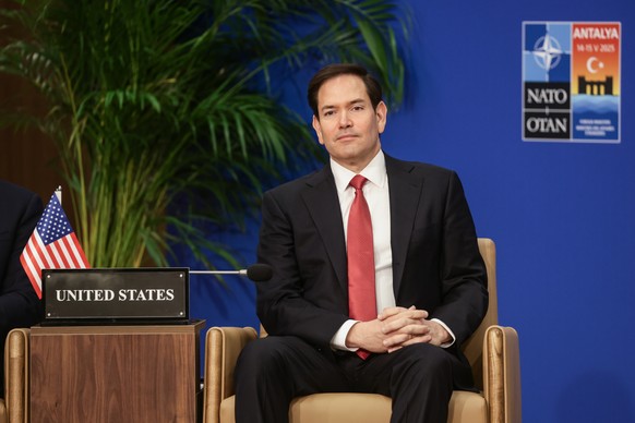 epa12101586 US Secretary of State Marco Rubio attends an informal meeting of North Atlantic Treaty Organization (NATO) Ministers of Foreign Affairs, in Antalya, Turkey, 15 May 2025. EPA/ERDEM SAHIN