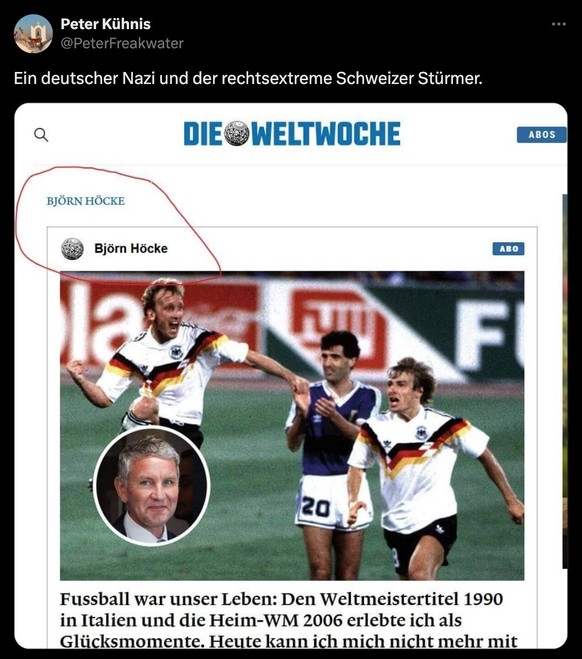 Tweet zur Weltwoche