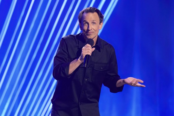 This image released by HBO shows actor-comedian-host Seth Meyers in a scene from his comedy special &quot;Seth Meyers: Dad Man Walking.&quot; (HBO via AP)