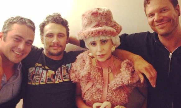 James Franco (zweiter von links) und Lady Gaga nach seiner Broadway-Show.