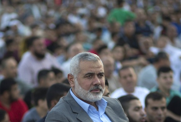 epa06049469 Hamas leader Dr. Ismael Haneiya attends Eid Al Fitr prayer in Gaza City, 25 June 2017. Muslims around the world celebrate the Eid al-Fitr festival, which marks the end of the Muslim fastin ...