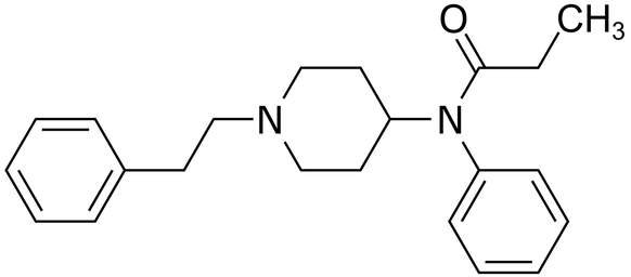 Strukturformel von Fentanyl. 
https://commons.wikimedia.org/w/index.php?curid=128998174