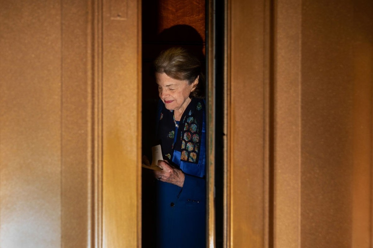 WASHINGTON, DC - FEBRUARY 14: Sen. Dianne Feinstein (D-CA) leaves the Senate Chamber following a vote at the U.S. Capitol on Tuesday, Feb. 14, 2023 in Washington, DC. Feinstein, California's long ...