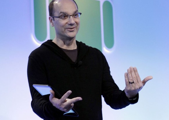 Google&#039;s Andy Rubin gestures as he talks about Android at Google headquarters in Mountain View, Calif., Wednesday, Feb. 2, 2011. (AP Photo/Paul Sakuma)