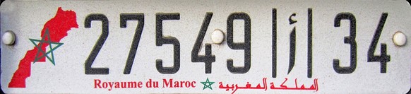 Marokko Auto Nummernschild