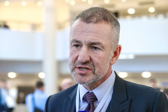 RUSSIA, MOSCOW - APRIL 25, 2024: SUEK and EuroChem founder Andrei Melnichenko attends the 33rd Congress of the Russian Union of Industrialists and Entrepreneurs at the Moscow International House of Mu ...