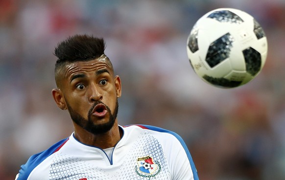 Panama&#039;s Anibal Godoy watches the ball during the group G match between Belgium and Panama at the 2018 soccer World Cup in the Fisht Stadium in Sochi, Russia, Monday, June 18, 2018. (AP Photo/Mat ...