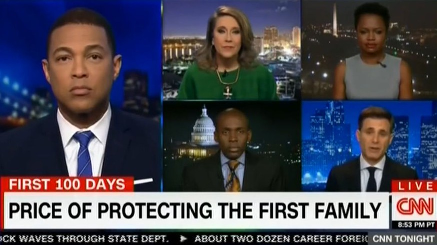 Moderator Don Lemon (gross): Mit Paris Dennard (unten links) bekam sich der Mann vor laufender Kamera in die Haare.