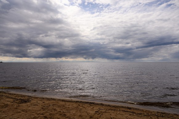 Gloomy Lake Peipus. Historic beautiful lake on a gloomy day