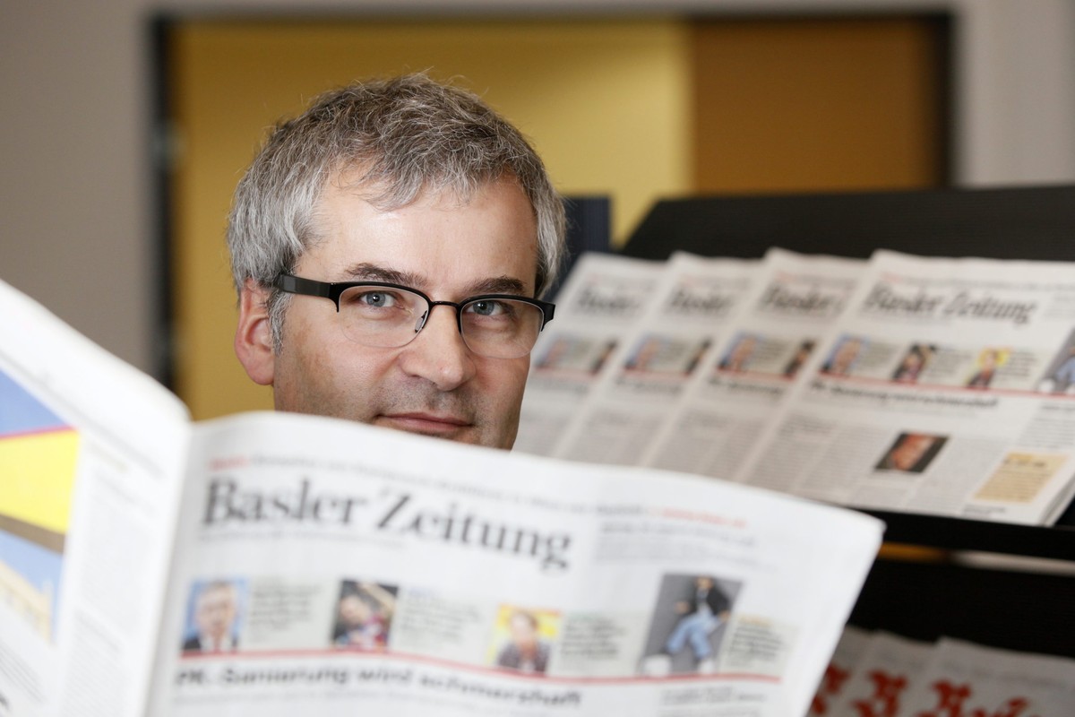 ARCHIV - ZUM KAUF DER BASLER ZEITUNG DURCH TAMEDIA, AM MITTWOCH, 18. APRIL 2018, STELLEN WIR IHNEN FOLGENDES BILDMATERIAL ZUR VERFUEGUNG ---- Markus Somm, neuer Chefredaktor der Basler Zeitung, an der ...