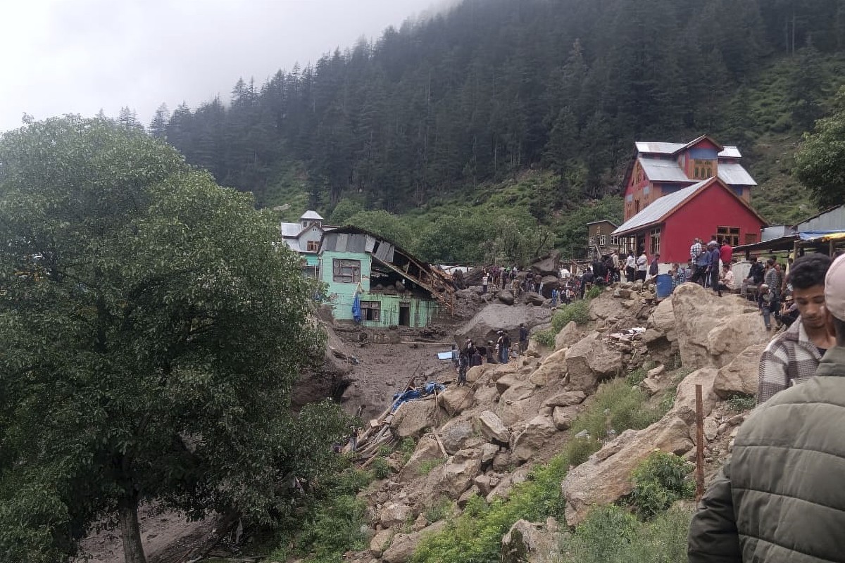Buildings damaged in flash floods caused by torrential rains are seen in a remote, mountainous village, in Chositi area, Indian controlled Kashmir, Thursday, Aug. 14, 2025. (AP Photo)
India Kashmir Fl ...