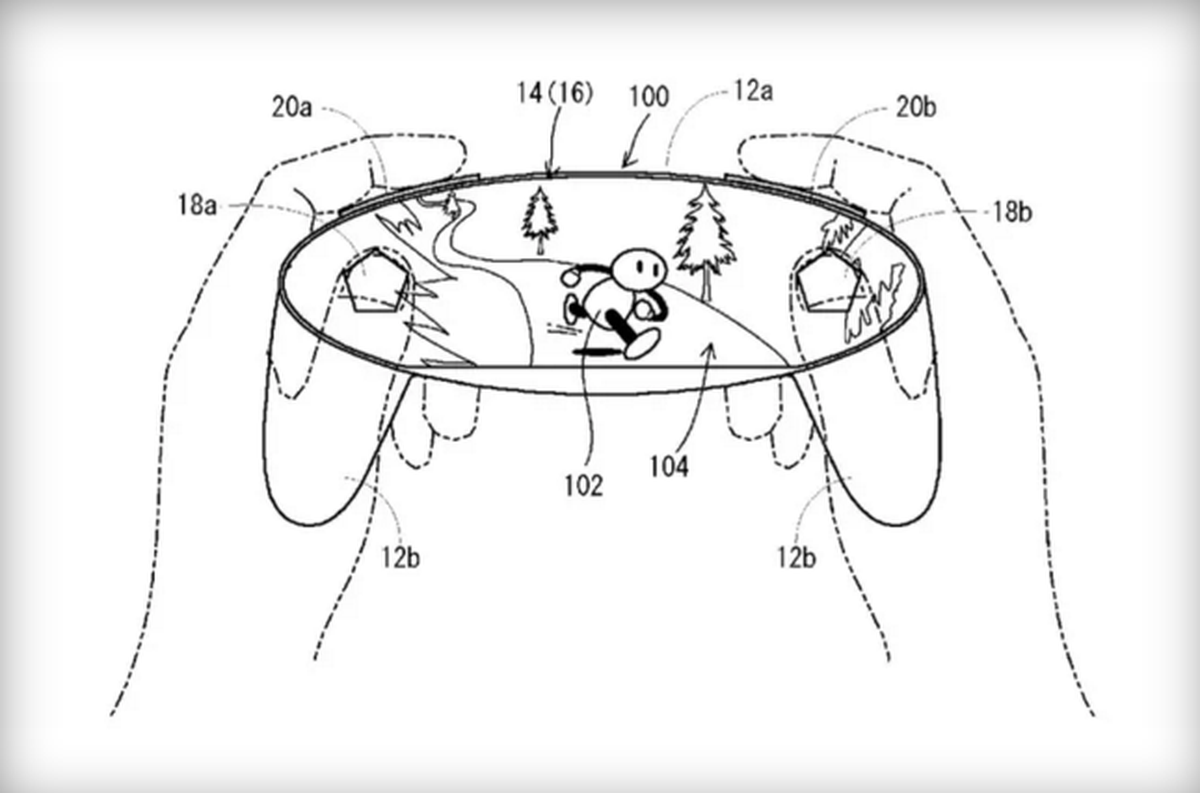 Nintendo besitzt das&nbsp;Patent für ein merkwürdig geformtes Gamepad, das quasi nur aus einem Display besteht.