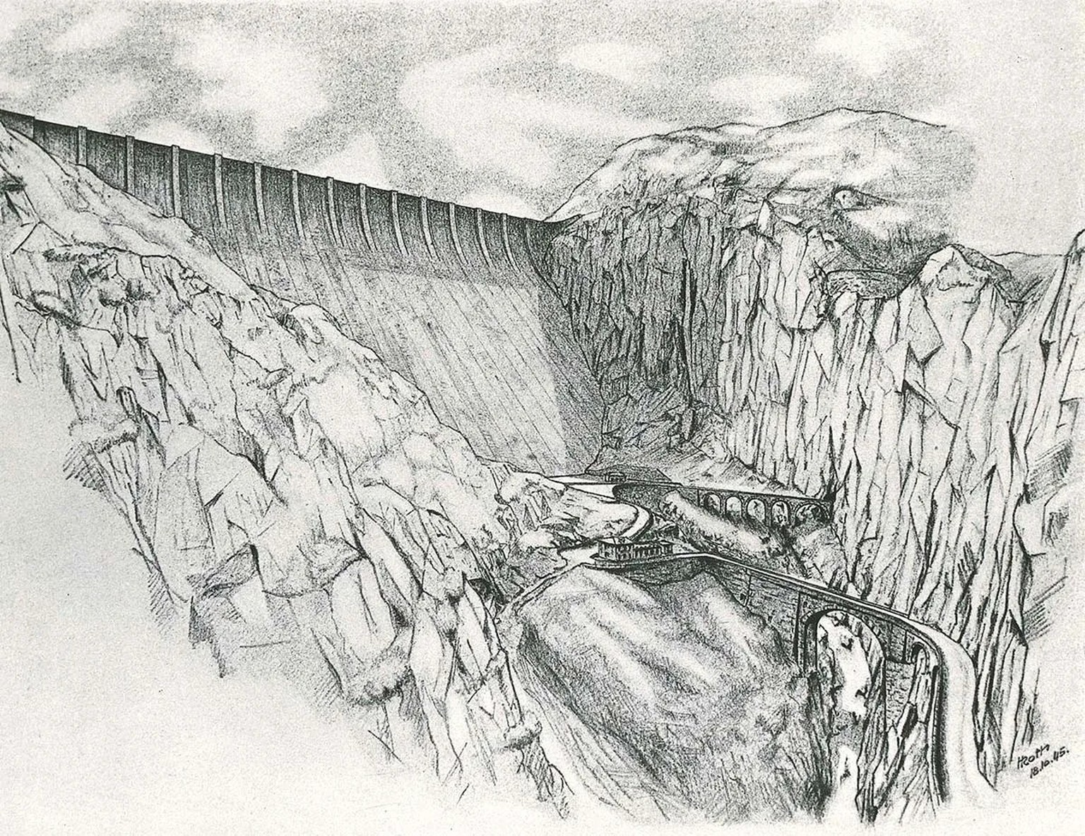 Diese Visualisierung zeigt die Staumauer im Urserental.