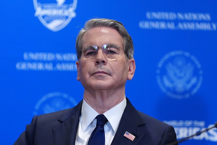 Treasury Secretary Scott Bessent attends a meeting with President Donald Trump of the multinational political and security coalition "Shield of the Americas" on the sidelines the United Nati ...