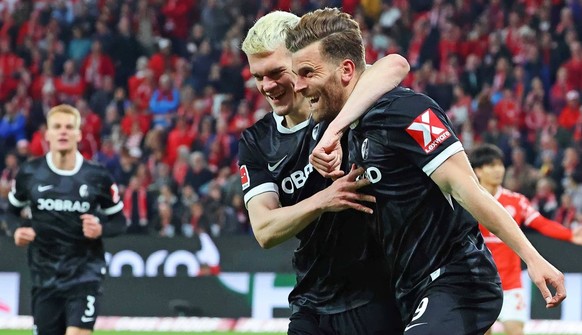 Mainz, Deutschland 12. April 2026: 1. BL - 2025/2026 - FSV Mainz 05 gegen SC Freiburg Im Bild: Matthias Ginter SCF und Torsch