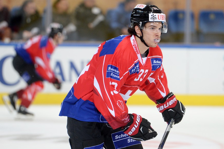 Team Suisse player Yannick Rathgeb during the game between Team Suisse and Haemeenlinna PK at the 91th Spengler Cup ice hockey tournament in Davos, Switzerland, Thursday, December 28, 2017. (KEYSTONE/ ...