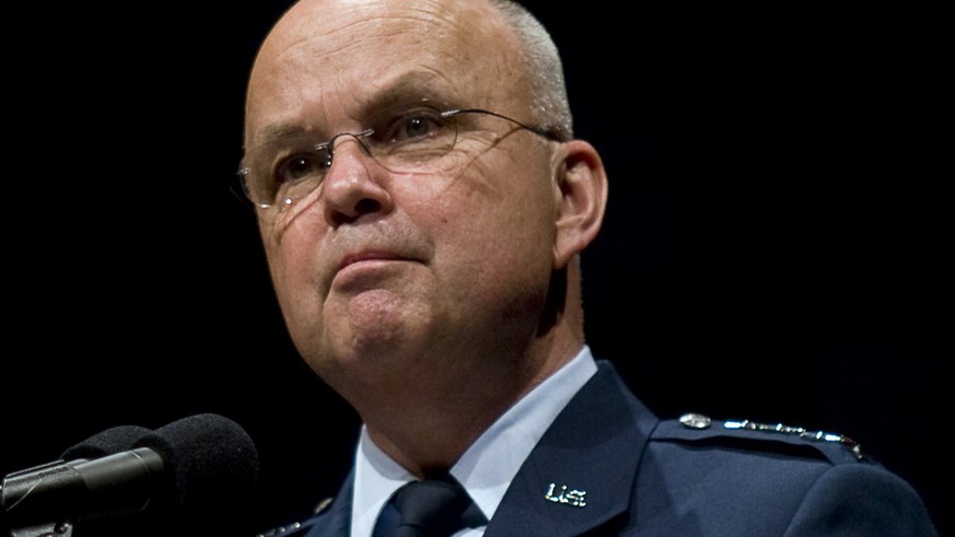 FILE - This April 30, 2008 file photo shows then-CIA Director General Michael Hayden speaking at Kansas State University in Manhattan, Kansas. Leading Democrats are criticizing Hayden who suggested th ...