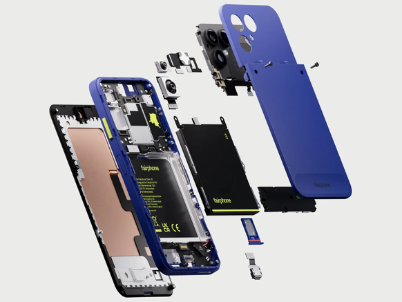 Fairphone 6+: Zwölf interne Komponenten lassen sich vom Nutzer selbst spielend leicht austauschen.
