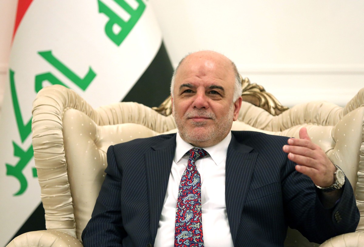 Iraq's premier designate Haidar al-Abadi, meets with Germany's Foreign Minister Frank-Walter Steinmeier (unseen) in Baghdad, on August 16, 2014. Steinmeier, who is on a one day visit to Iraq ...