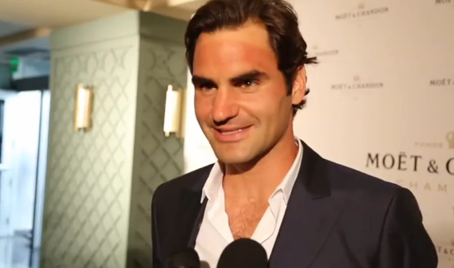Roger Federer mit seinem vergänglichen Andenken aus Indian Wells auf der Stirn.