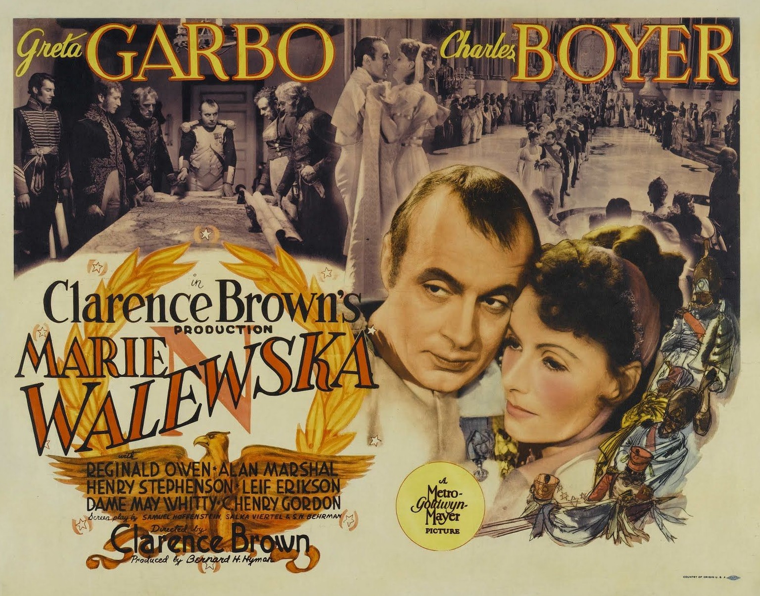 «Conquest» (1937) erzählte die Geschichte der polnischen Gräfin Maria Walewska (gespielt von Greta Garbo) und ihrem Geliebten Napoleon (gespielt von Charles Boyer).