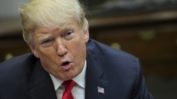 epa07027973 US President Donald J. Trump speaks during the inaugural meeting of the President’s National Council for the American Worker in the Roosevelt Room of the White House, Washington, DC, USA,  ...