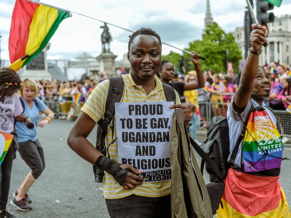 London Pride 2022 2nd July 2022, Large crowds flocked to the capital to celebrate London Pride, 50 years since the first march took place in the UK. Revellers wearing face paint, glitter, jewels and s ...