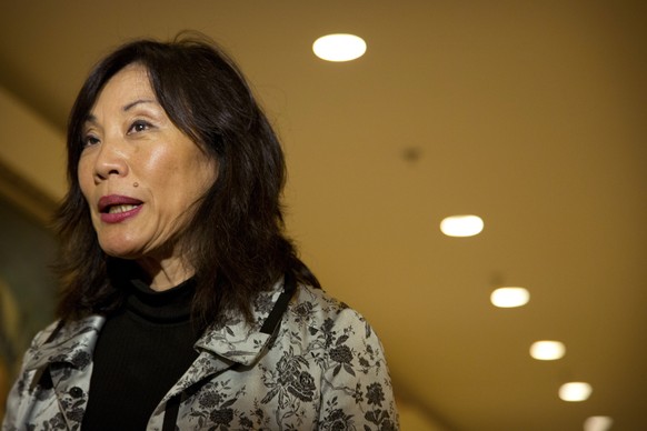 FILE - Film producer Janet Yang, head of Janet Yang Productions, speaks following a contract signing event held as part of the Beijing International Film Festival in Beijing, Monday, April 20, 2015. Y ...