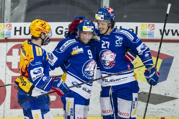 Das wohl beste Stürmertrio der Liga: Cunti, Nilson und Wick, von links.