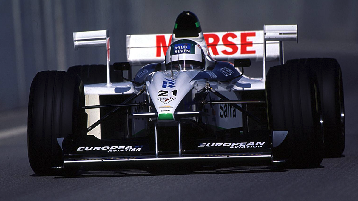 Der neue Bolide von Tyrrell-Ford mit Pilot Ricardo Rosset aus Brasilien auf der Strecke Motorsport WM Herren Weltmeisterschaft, Formel 1, F1: Team Tyrrell - Ford: Testfahrt, Saison 1998 Einzelbild Bar ...