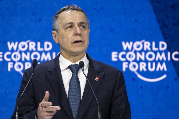 Ignazio Cassis, President of the Swiss Confederation and Federal Councillor addresses the opening plenary session, during the 51st annual meeting of the World Economic Forum, WEF, in Davos, Switzerlan ...