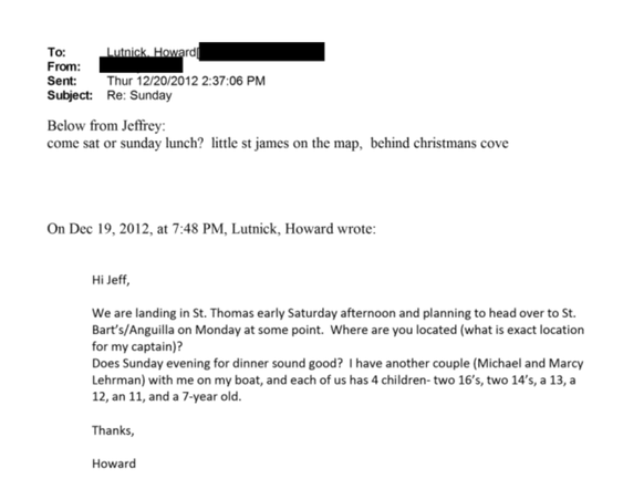 E-Mails zwischen Epstein und Howard Lutnick.