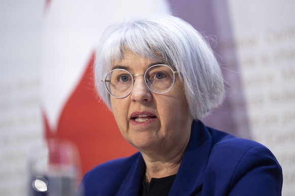 Bundesraetin Elisabeth Baume-Schneider spricht waehrend einer Medienkonferenz zur Lancierung der nationalen Praeventionskampagne &quot;Gleichstellung verhindert Gewalt&quot;, am Dienstag, 11. November ...