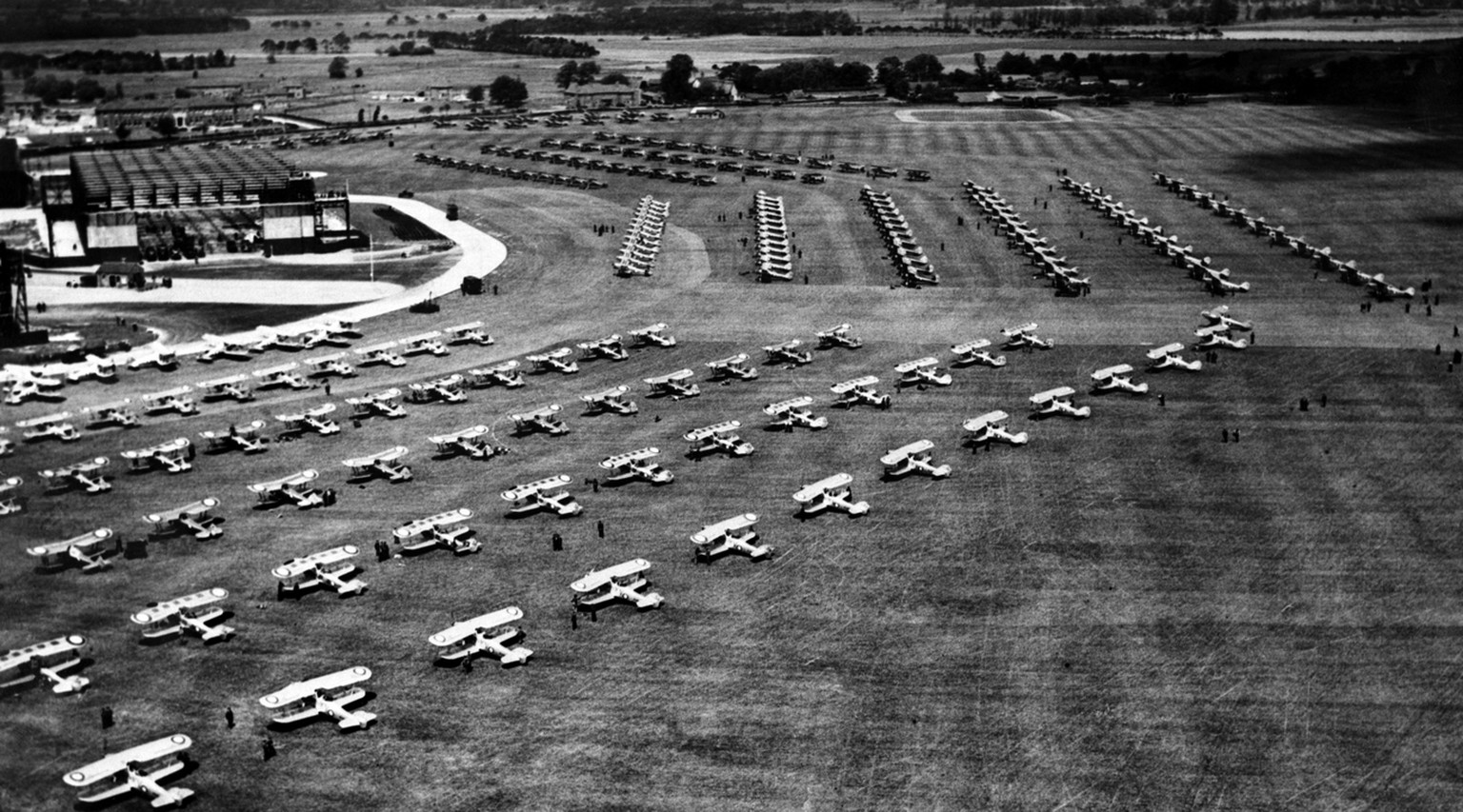 Three hundred and sixty machines of the Royal Air Force, drawn from 38 squadrons, took part in a rehearsal on July 2, 1935, in readiness for the King's Jubilee Review at Mildenhall Aerodrome. The Revi ...